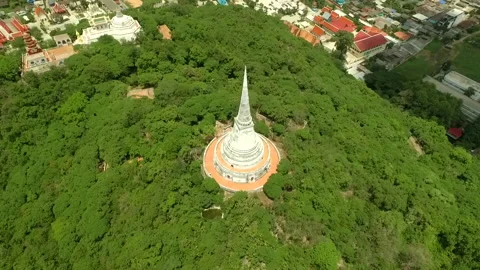 Epic drone shot over Khao Wung Palace Thailand Stock Footage 169739093