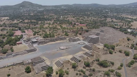 Epic Drone Shot Of Pyramid Of The Moon At Teotihuacan, Mexico City Stock Footage 154626931