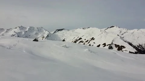 Epic drone shot of winterly mountain ridge in Austria Stock Footage 145800476