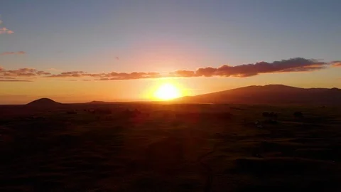 Epic Drone Sunset Over Hawaii Drift 4k plus Mountain Terrain Stock Footage 117405980