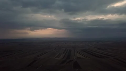 Epic Drone Time-Lapse of Dramatic Sky Over Endless Fields Stock Footage 308863112