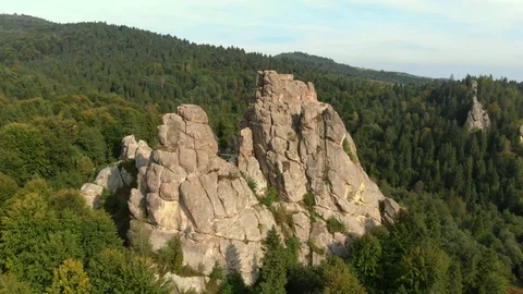 Epic drone top-down aerial view Mountains rocky valley Vidéo 126532650