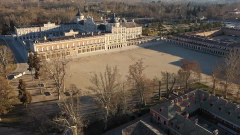 Epic Drone view of the Royal Palace of Aranjuez, Spain 4K Stock Footage 288094786