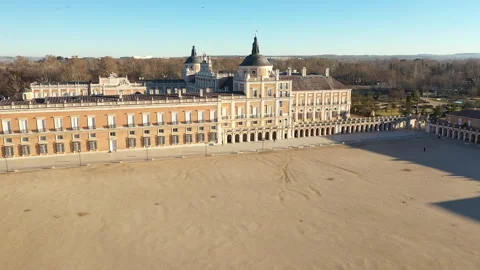 Epic drone view of the Royal Palace of Aranjuez, Spain 4K Stock Footage 288094906