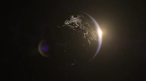 Epic earth eclipse animation (Europe + Africa) 스톡 동영상 34063577