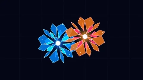 Epic Encounter Of Glowing Geometric Shapes Crashing And Exploding Stock-Footage 340778113