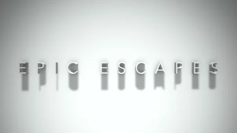 Epic escapes 3D title animation white text on a white background Stock Footage 299374599