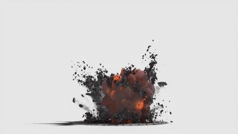Epic Explosion with Flying Debris and Smoke – 4K Alpha Video stock 300825542