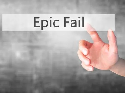 Epic Fail - Hand pressing a button on blurred background concept on visual sc 스톡 사진