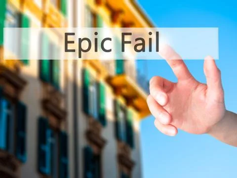 Epic Fail - Hand pressing a button on blurred background concept on visual sc 스톡 사진