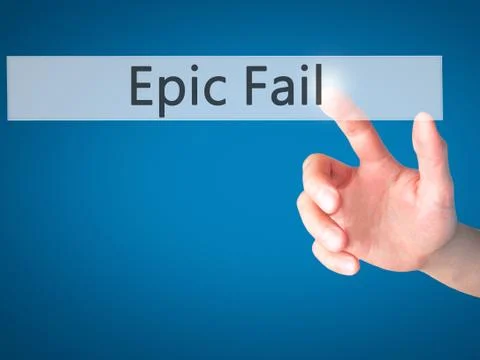 Epic Fail - Hand pressing a button on blurred background concept on visual sc 스톡 사진