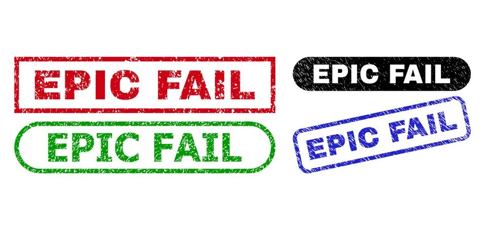 EPIC FAIL Rectangle Seals with Scratched Texture Stock Illustration