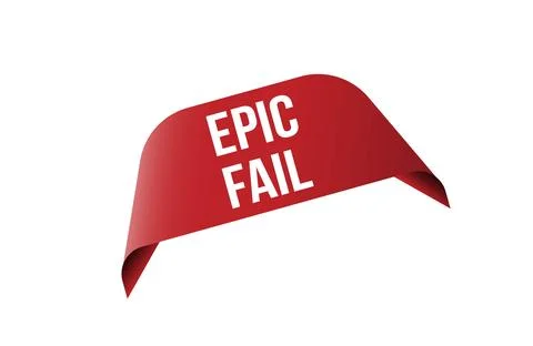 Epic fail red ribbon label banner. Open available now sign or epic fail tag. Stock Illustration
