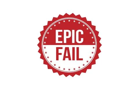 Epic fail red ribbon label banner. Open available now sign or epic fail tag. Stock Illustration
