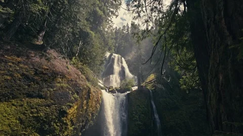 Epic Falls Creek Falls Waterfall Oregon Washington Columbia River Gorge Video stock 280701876