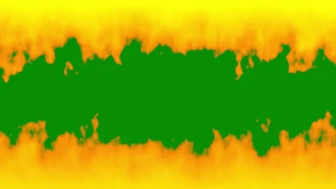 Epic Fire Flames Burning From Both Sides on Bright Green Screen Background Stock Footage 344766159