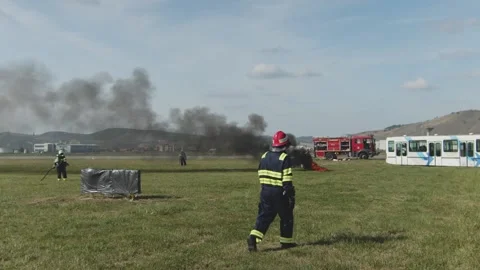 Epic Fireman Exercise Routine in slow motion Stock Footage 233685858