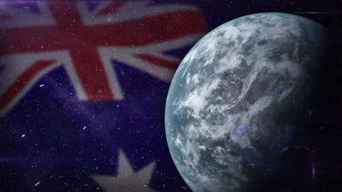 EPIC FLAG OF AUSTRALIA IN THE SPACE Stock Footage 132663702