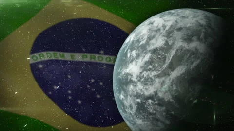 EPIC FLAG OF BRAZIL IN THE SPACE Stock Footage 132657795