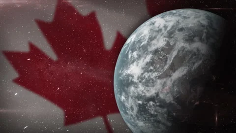 EPIC FLAG OF CANADA IN THE SPACE Stock Footage 132657802