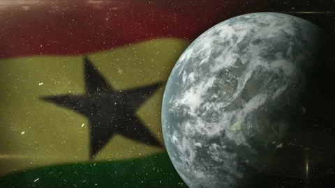 EPIC FLAG OF GHANA IN THE SPACE Stock Footage 132667037