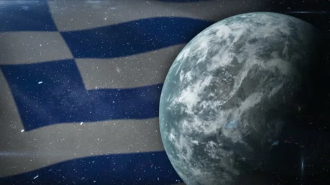 EPIC FLAG OF GREECE IN THE SPACE Stock Footage 132663203