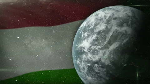 EPIC FLAG OF HUNGARY IN THE SPACE Stock Footage 132663210