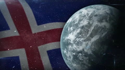 EPIC FLAG OF ICELAND IN THE SPACE Stock Footage 132663208