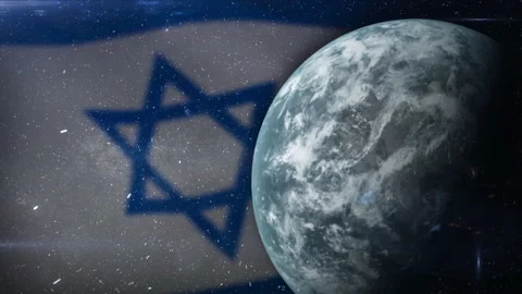 EPIC FLAG OF ISRAEL IN THE SPACE Stock Footage 132663187