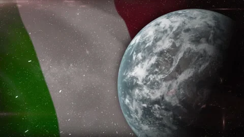 EPIC FLAG OF ITALY IN THE SPACE Stock Footage 132649397