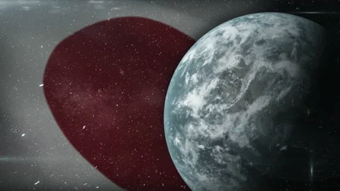 EPIC FLAG OF JAPAN IN THE SPACE Stock Footage 132649371