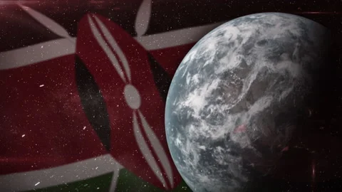 EPIC FLAG OF KENYA IN THE SPACE Stock Footage 132649381