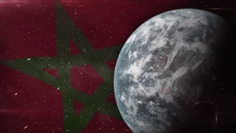 EPIC FLAG OF MOROCCO IN THE SPACE Stock Footage 132651062