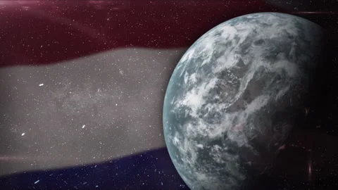 EPIC FLAG OF NETHERLAND IN THE SPACE Stock Footage 132651114