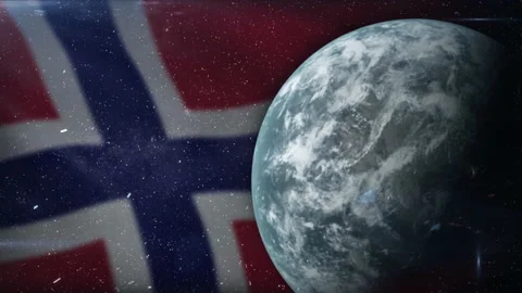 EPIC FLAG OF NORWAY IN THE SPACE Stock Footage 132651152