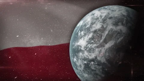 EPIC FLAG OF POLAND IN THE SPACE Stock Footage 132651125