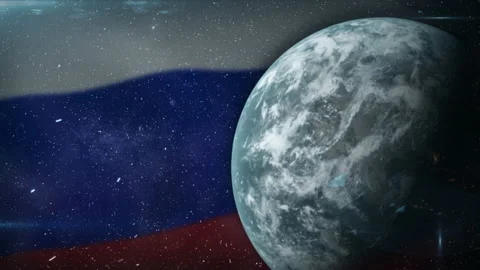 EPIC FLAG OF RUSSIA IN THE SPACE Stock Footage 132653527