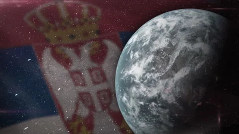 EPIC FLAG OF SERBIA IN THE SPACE Stock Footage 132653508