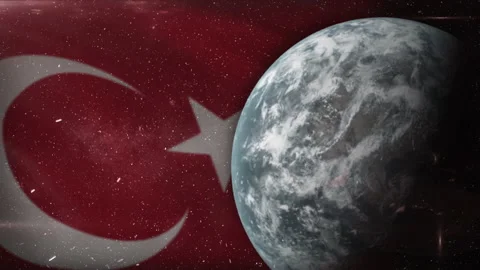 EPIC FLAG OF TURKEY IN THE SPACE Stock Footage 132655434