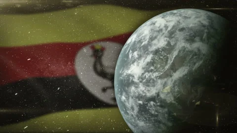 EPIC FLAG OF UGANDA IN THE SPACE Stock Footage 132655496