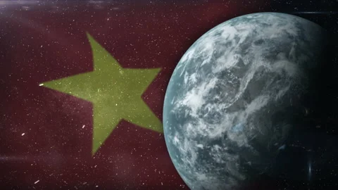 EPIC FLAG OF VIETNAM IN THE SPACE Stock Footage 132666989