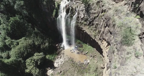 Epic flyover and left turn over Daggs Falls Australia Stock Footage 97417154