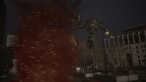 EPIC Giant Robot Fights Stock Footage 288584105
