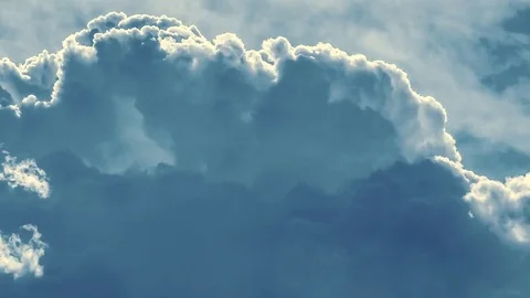 Epic gloomy storm clouds moving fast over dark blue sky background. 4K Timelapse Stock-Footage 71840729