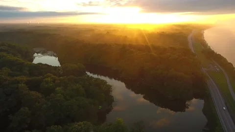 Epic &amp; Glorious Sunset Over Misty Trees Video stock 172559945