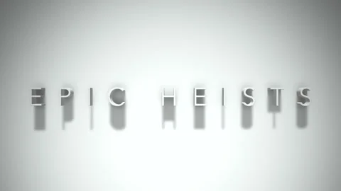 Epic heists 3D title animation with shadows on a white background Stock Footage 297205413