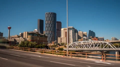 Epic Hyperlapse of Dowtown Calgary's skyline Stock Footage 157177982