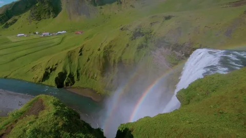 Epic icelandic waterfall with double rainbow Stock-Footage 94581982
