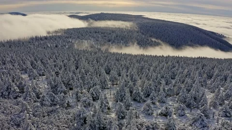 Epic inversion in mountain ridges in winter snow weather in sunset color Stock Footage 141922115