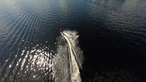 Epic Jetboard Adventure Dynamic FPV Drone Chase Over Water Stock Footage 306317815